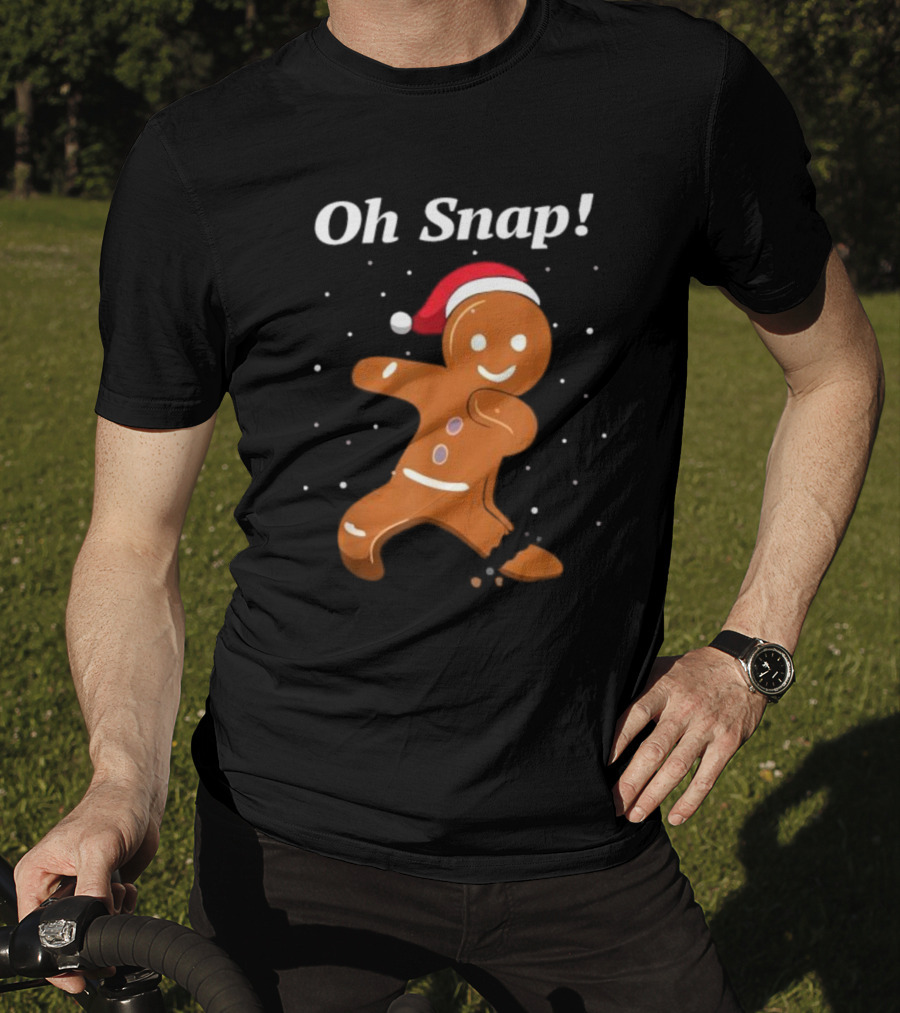 Oh Snap Gingerbread Merry Christmas Cookie Santa Hat T-Shirt