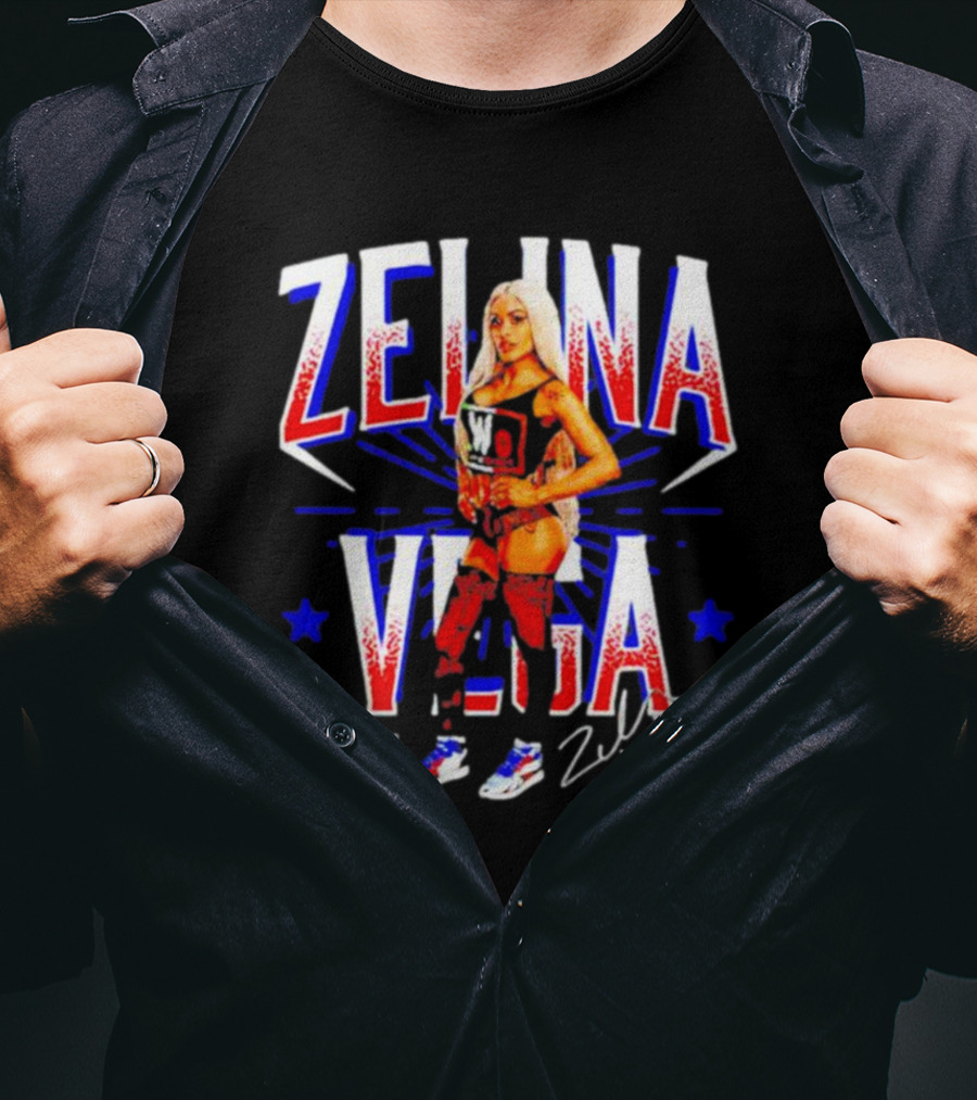 Zelina Vega LWO Signature WWE Red Blue Star T-Shirt