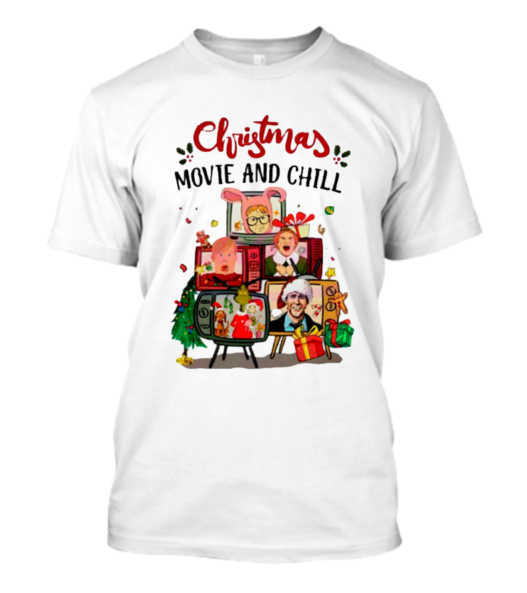 Christmas Movie And Chill Characters TV Holiday Icons T-Shirt