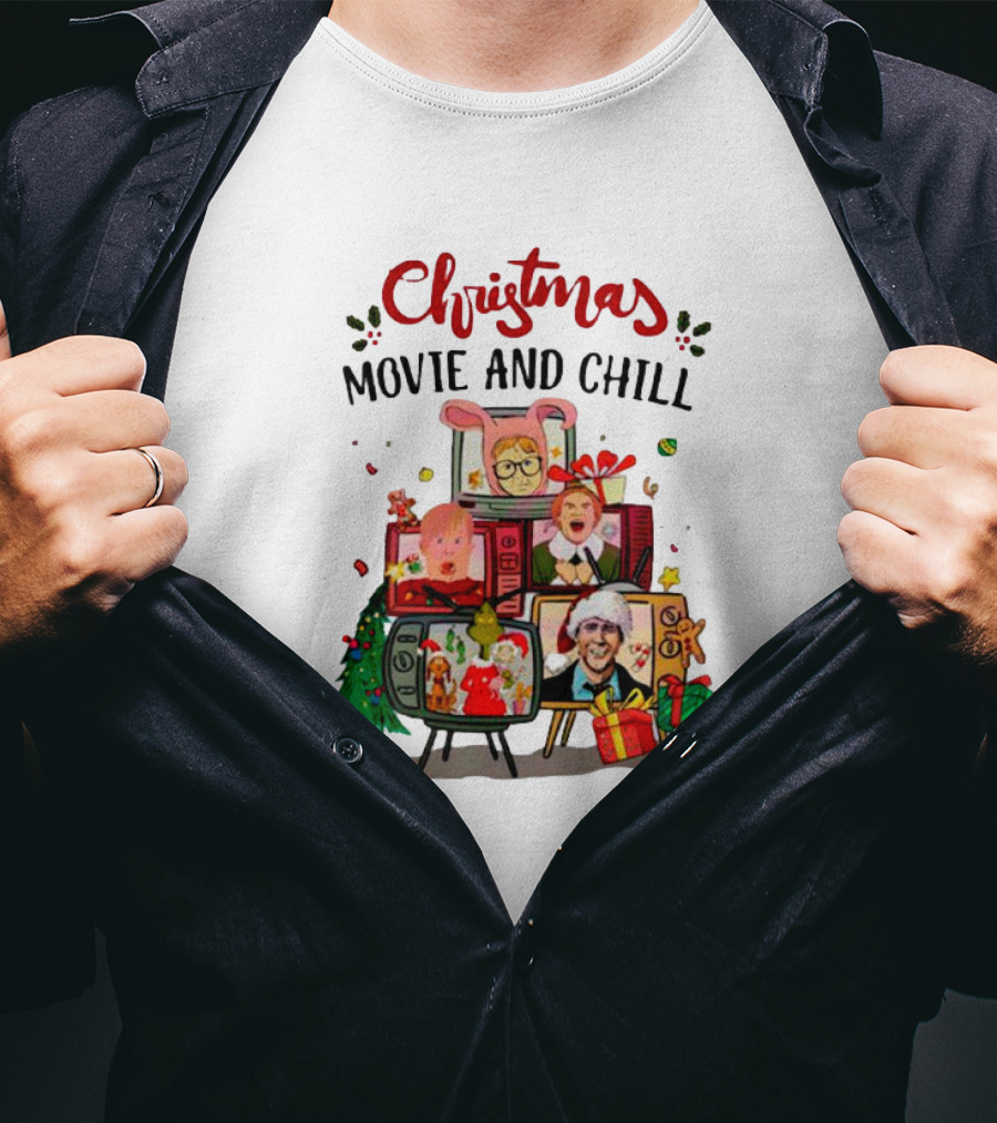 Christmas Movie And Chill Characters TV Holiday Icons T-Shirt