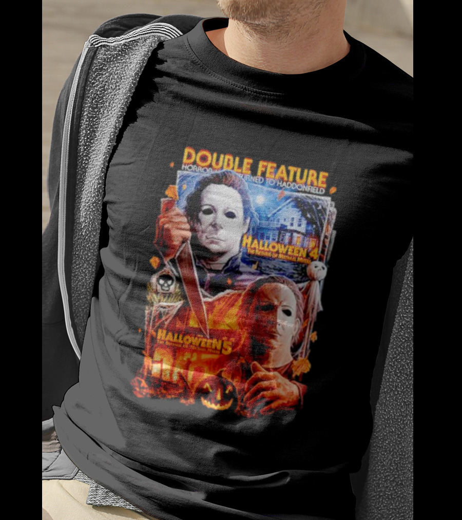 Double Feature Horror Returns To Haddonfield Halloween 4 The Return Of Michael Myers Halloween 5 T-Shirt