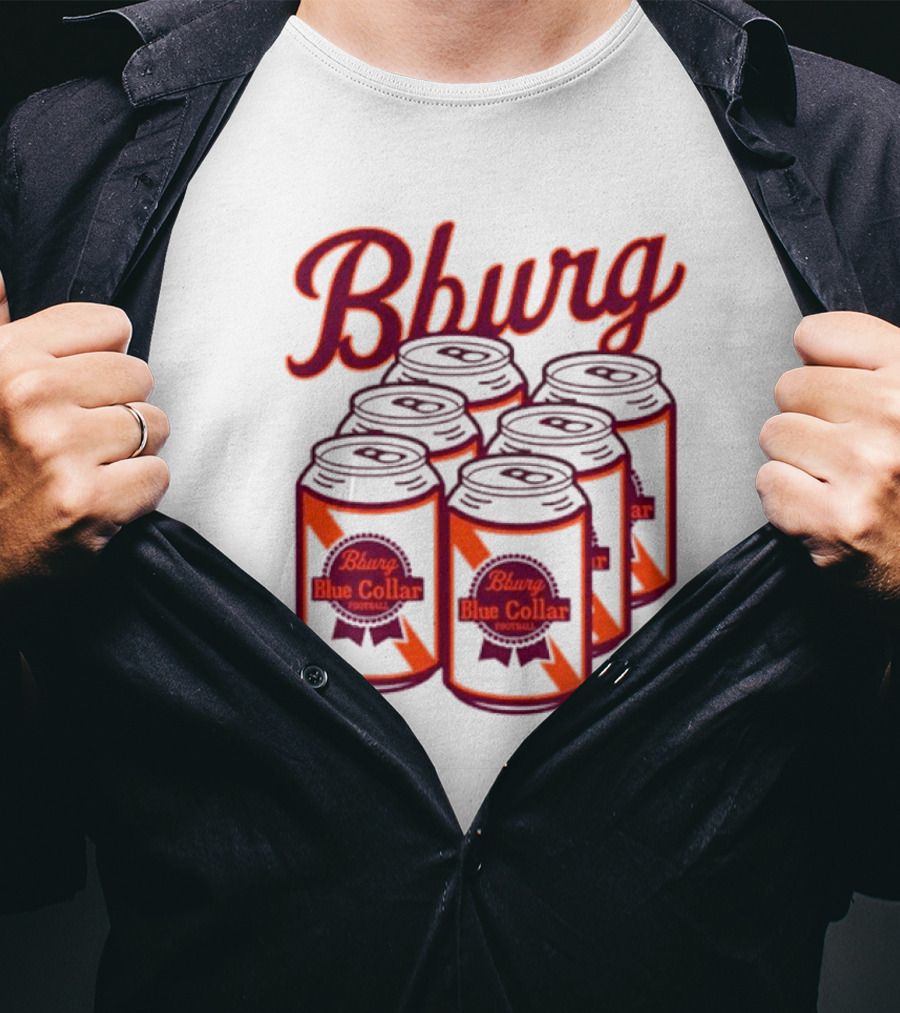 Bburg Blue Collar Football Cans T-Shirt