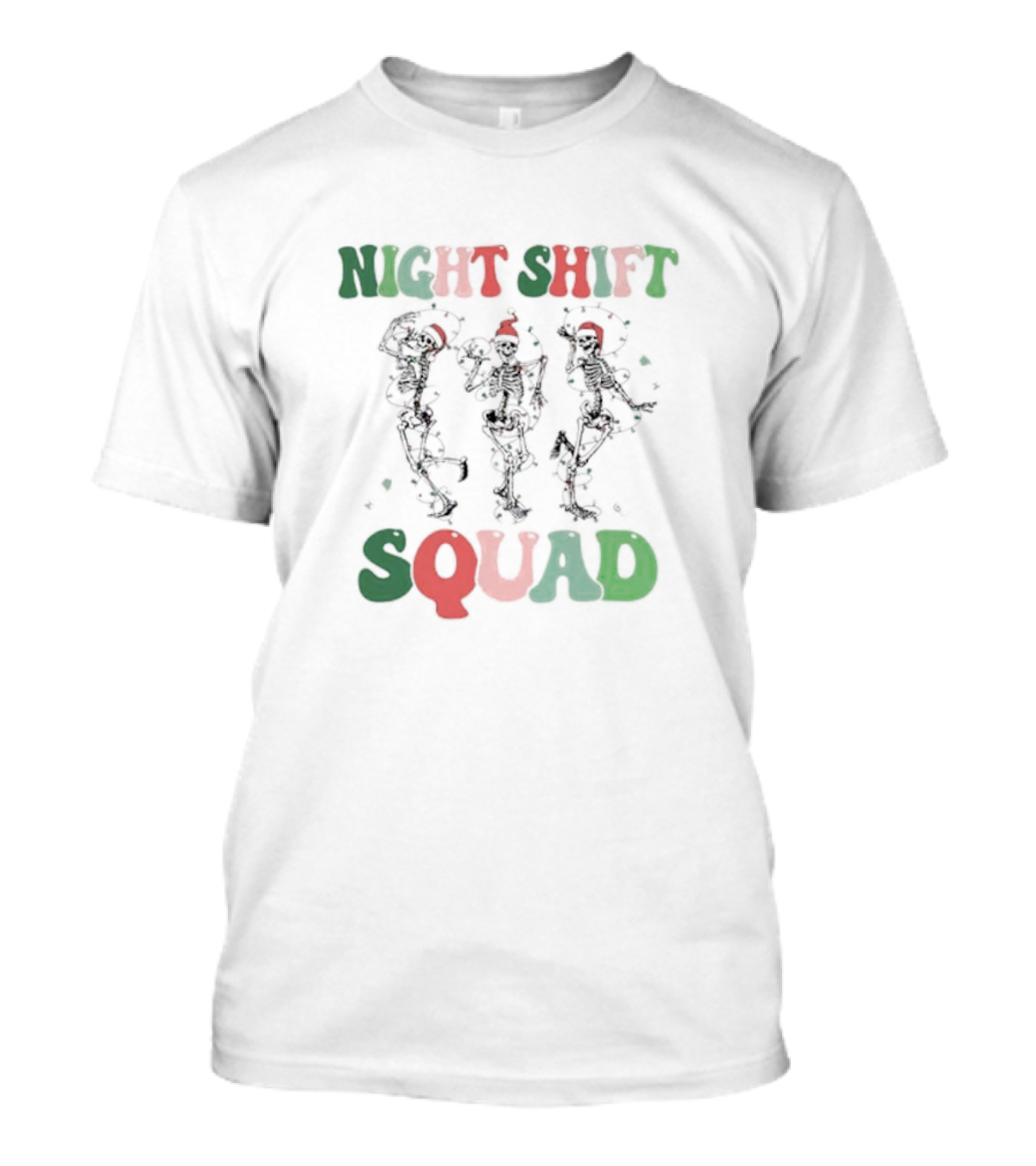 Night Shift Squad Christmas Dancing Skeletons T-Shirt