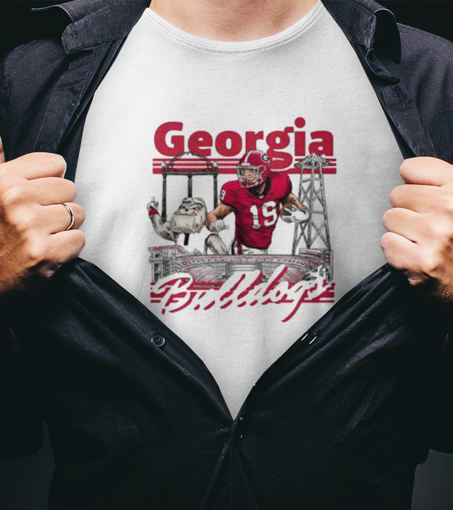 Georgia Bulldogs Brock Bowers Sanford Stadium Collegiate Landmarks T-Shirt