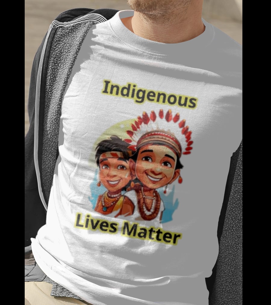 Indigenous Lives Matter Smiling Children Wearing Traditional Headdress T-Shirt
