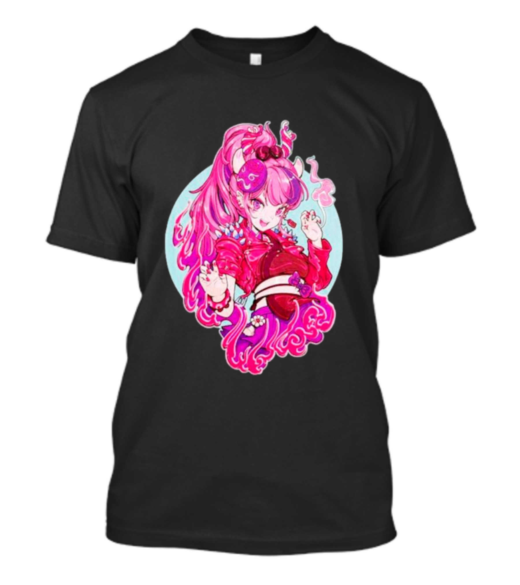 Invasion Club Ironmouse Pink Anime Character Art Collaboration T-Shirt