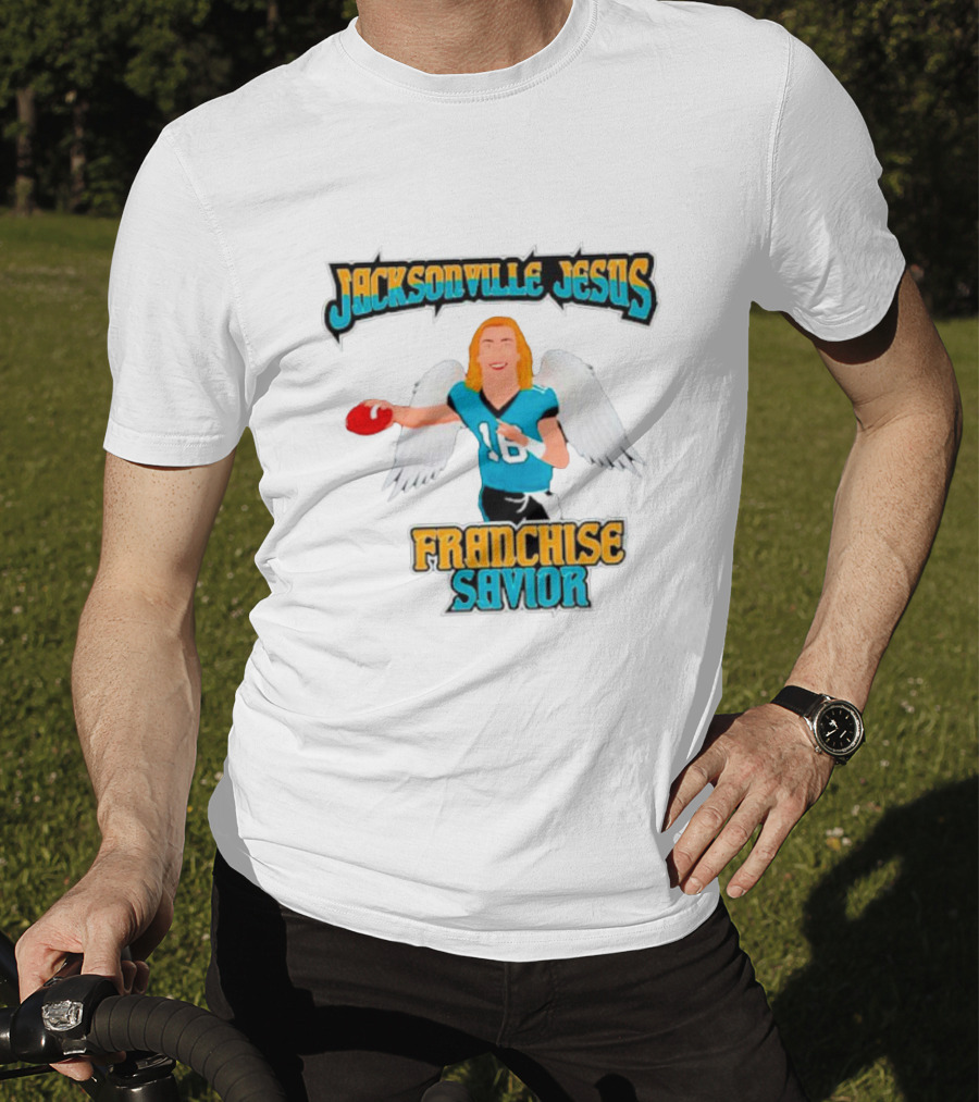 Jacksonville Jesus Franchise Savior Trevor Lawrence Angel Wings Football T-Shirt