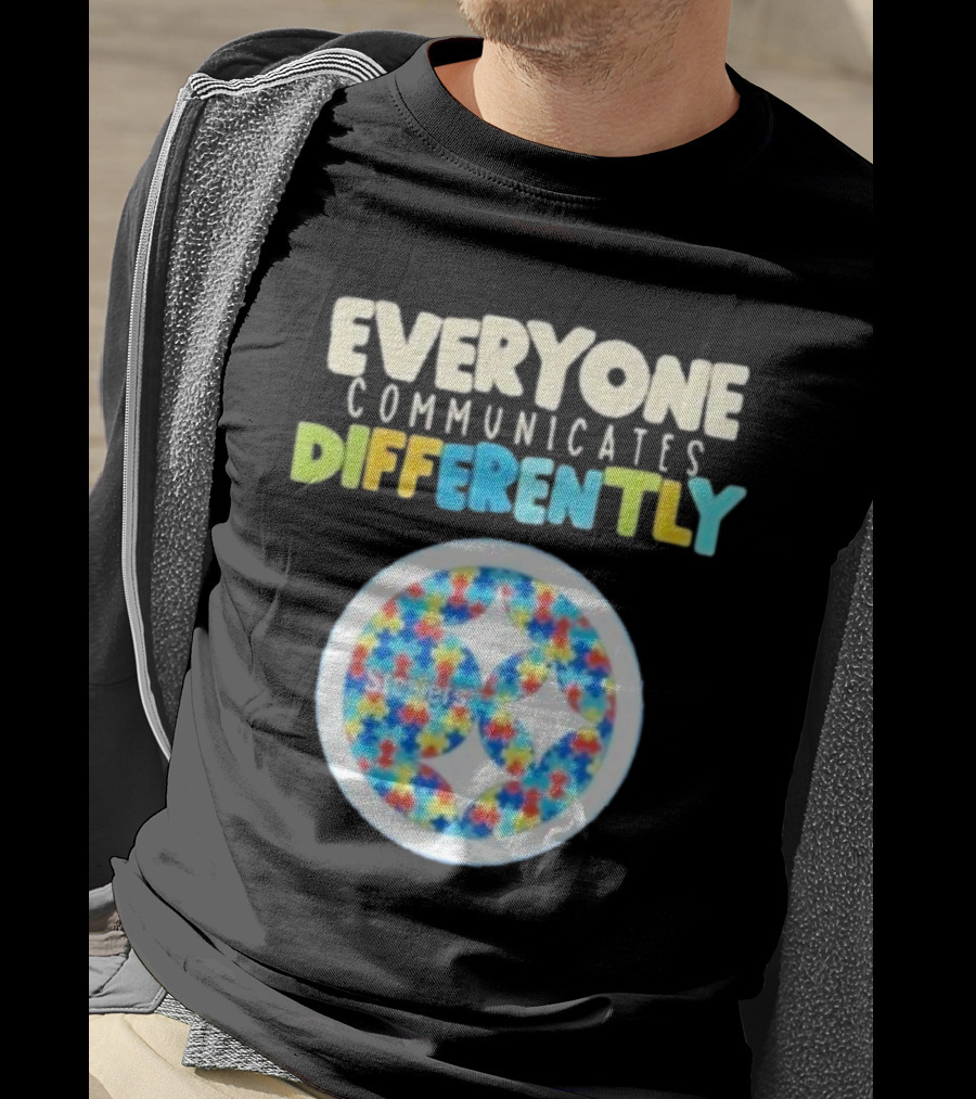Everyone Communicates Differently Steelers Puzzle T-Shirt