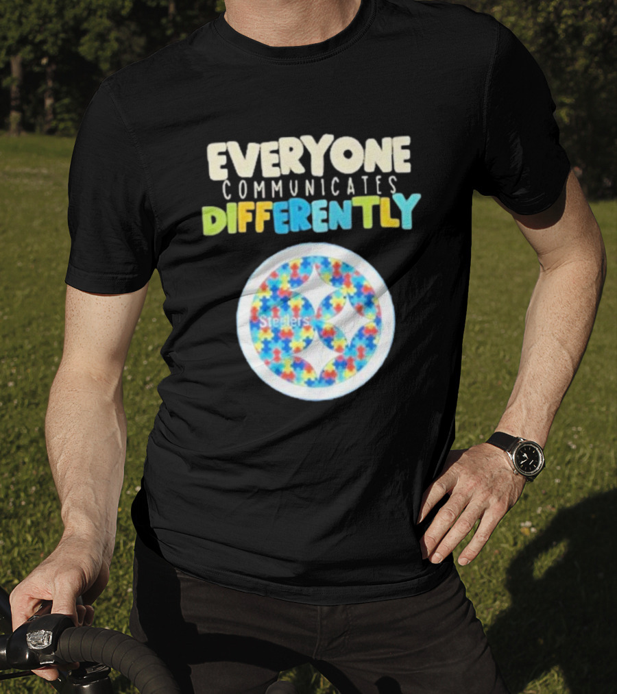 Everyone Communicates Differently Steelers Puzzle T-Shirt