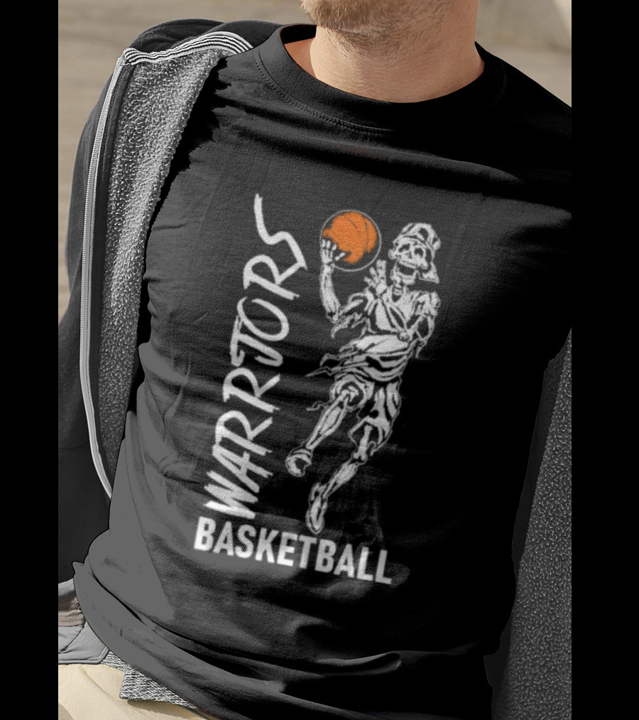 Warriors Skeleton Basketball Player Holding Ball T-Shirt