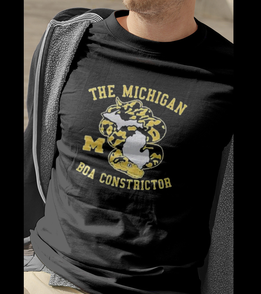 The Michigan Boa Constrictor Football M Logo Yellow Snake Map T-Shirt