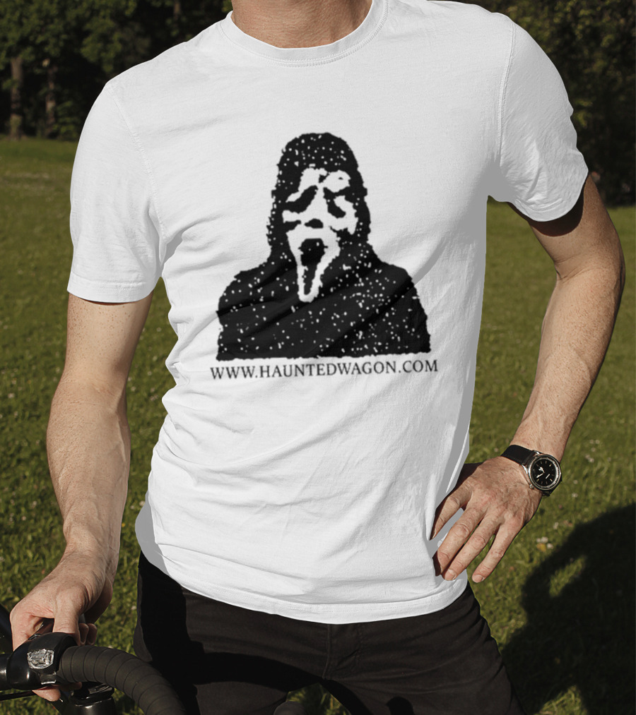 Onlineceramics Haunted Wagon Scream Mask Silhouette Www.hauntedwagon.com T-Shirt