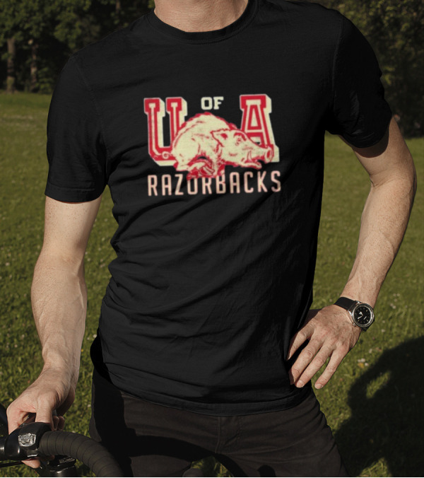 U Of A Razorbacks Retro Script University Of Arkansas Vault T-Shirt