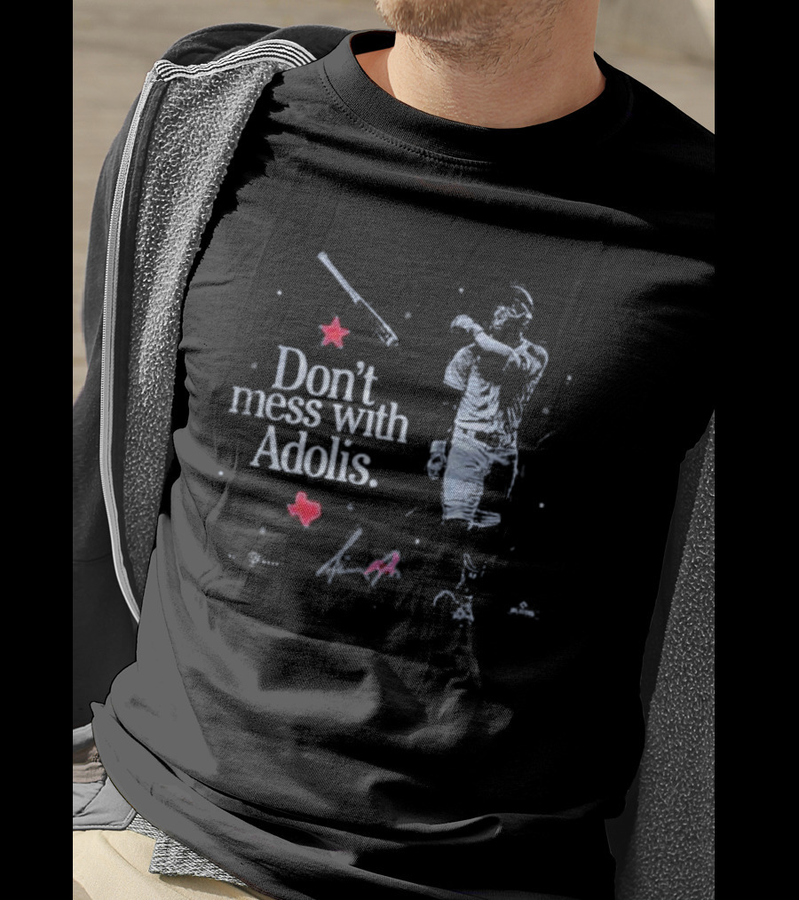 Don't Mess With Adolis Baseball Star Iconic Gesture With Red Star And Signature T-Shirt