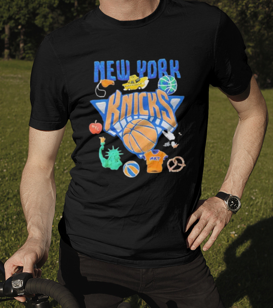 New York Knicks NBA Market Claymation NYC Basketball Iconic Symbols T-Shirt