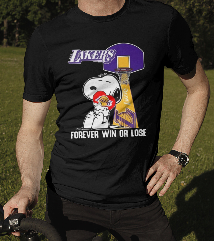 Lakers Forever Win Or Lose Snoopy Basketball Heart T-Shirt