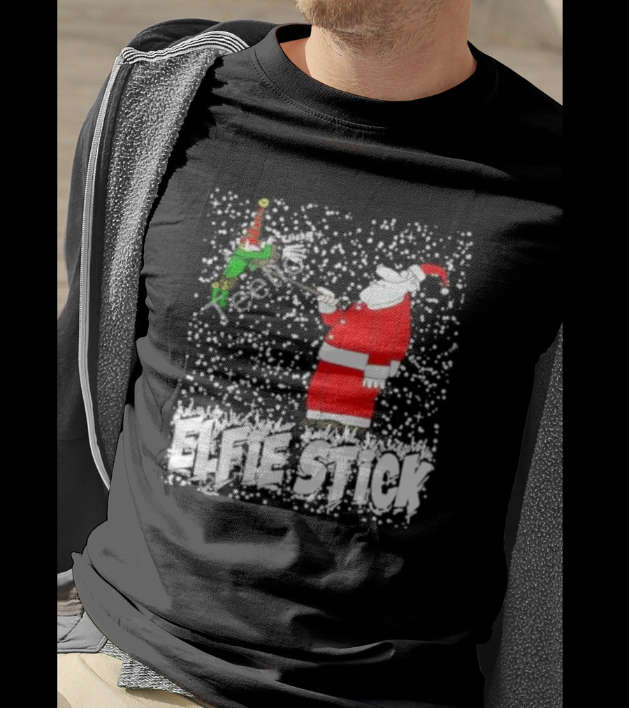 Elfie Stick Santa Christmas Humor T-Shirt