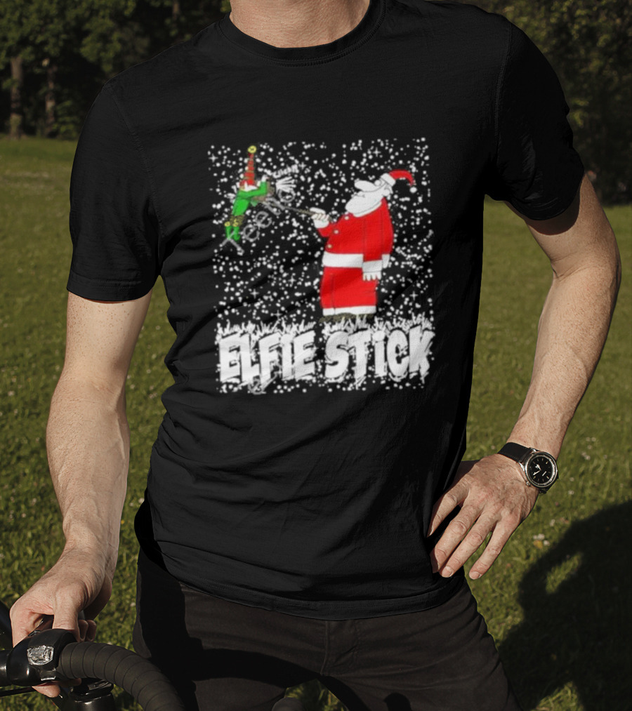 Elfie Stick Santa Christmas Humor T-Shirt
