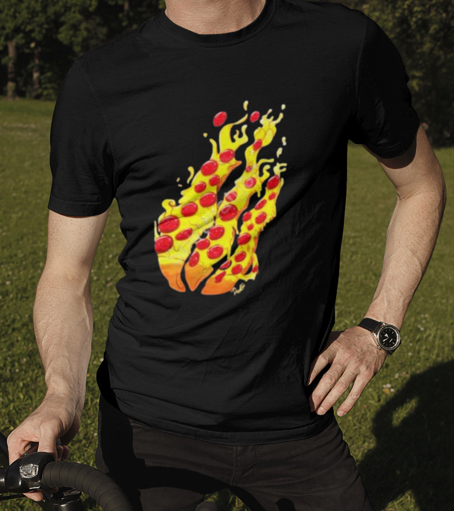 Preston Stylez Fire Pizza Flaming Pepperoni Blaze T-Shirt