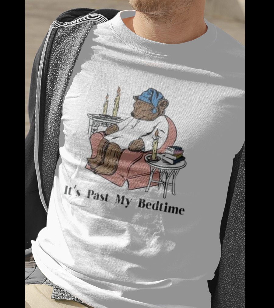 It's Past My Bedtime Cozy Sleeping Bear With Candles And Books T-Shirt