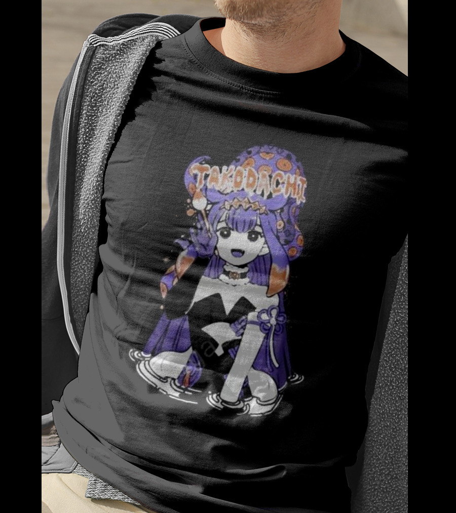 Takodachi Anime-Inspired Character With Purple And Orange Accents T-Shirt