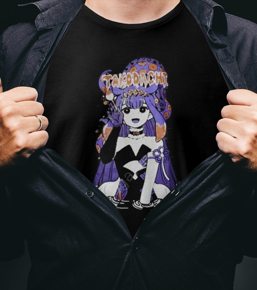 Takodachi Anime-Inspired Character With Purple And Orange Accents T-Shirt