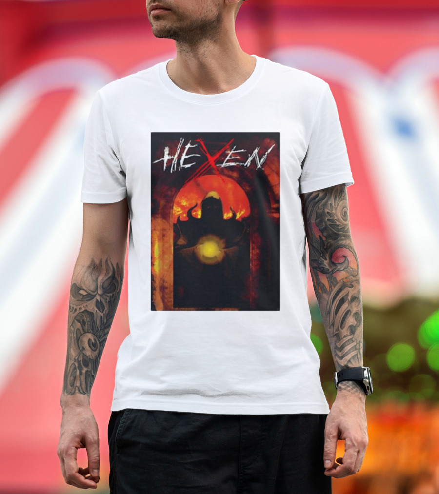 Hexen Video Game Cover Art with Demonic Figure and Glowing Orb T-Shirt