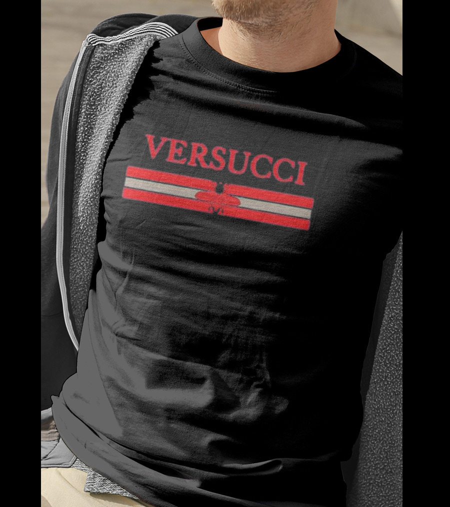 VERSUCCI Red Insect Stripe T-Shirt