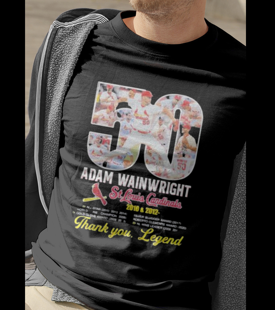 Adam Wainwright St Louis Cardinals 2010 2012 50 Thank You Legend T-Shirt