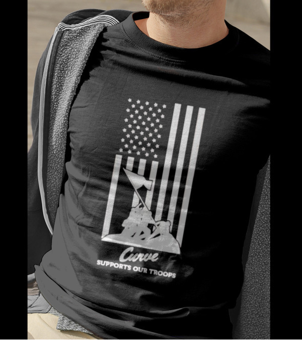 Curve Supports Our Troops Flag Raising T-Shirt