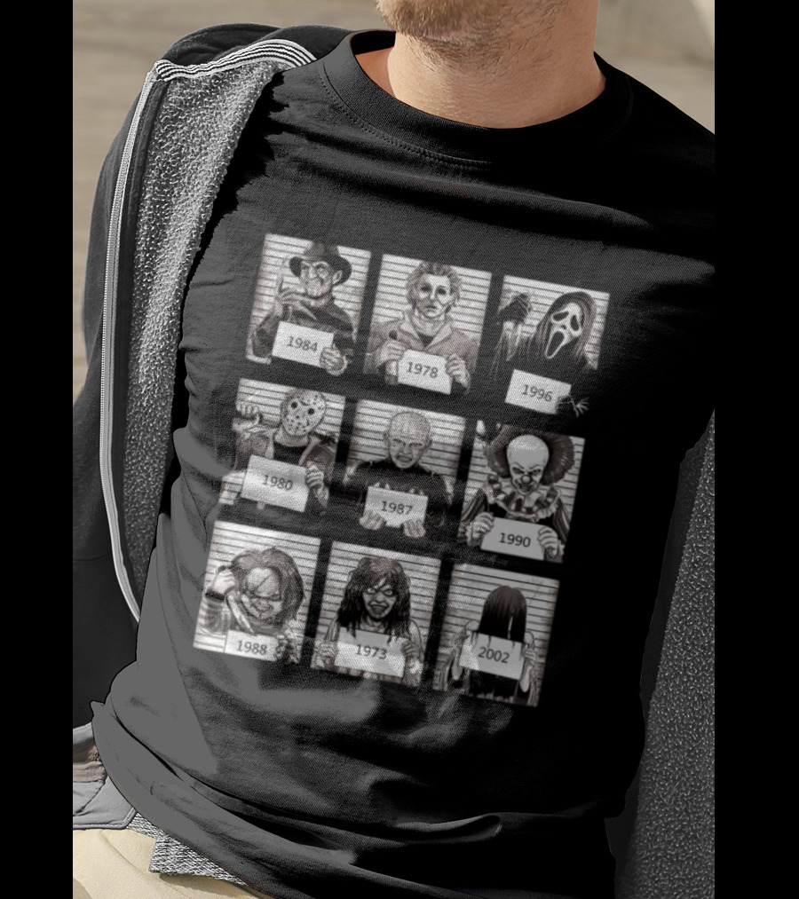 Halloween Horror Legends Killer Shots Freddy Jason Michael Pinhead Pennywise Chucky Samara Ghostface Creepy Fan T-Shirt