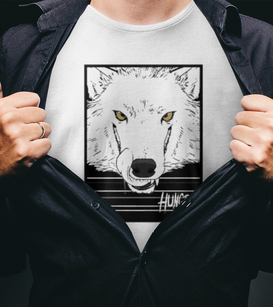 Sloshdog Hungry Wolf Face Yellow Eyes T-Shirt