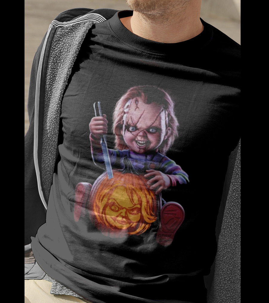 Chucky Creepy Carver Halloween Pumpkin Knife T-Shirt