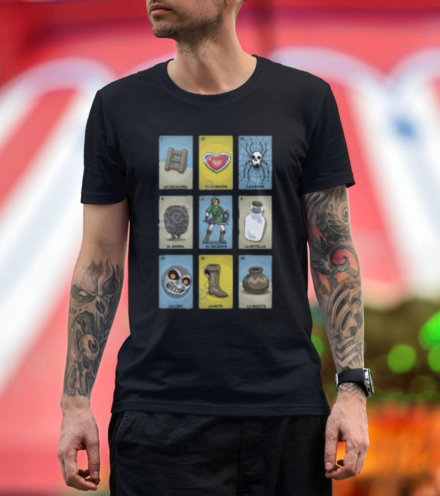 Clay Graham Art Loz Loteria La Escalera El Corazon La Araña El Barril El Valiente La Botella La Luna La Bota La Maceta T-Shirt