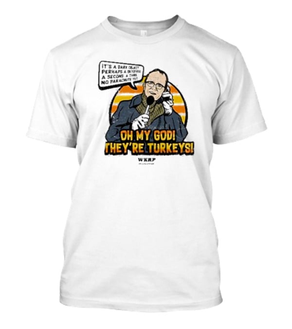 WKRP Oh My God They’re Turkeys Dark Object Parachute T-Shirt