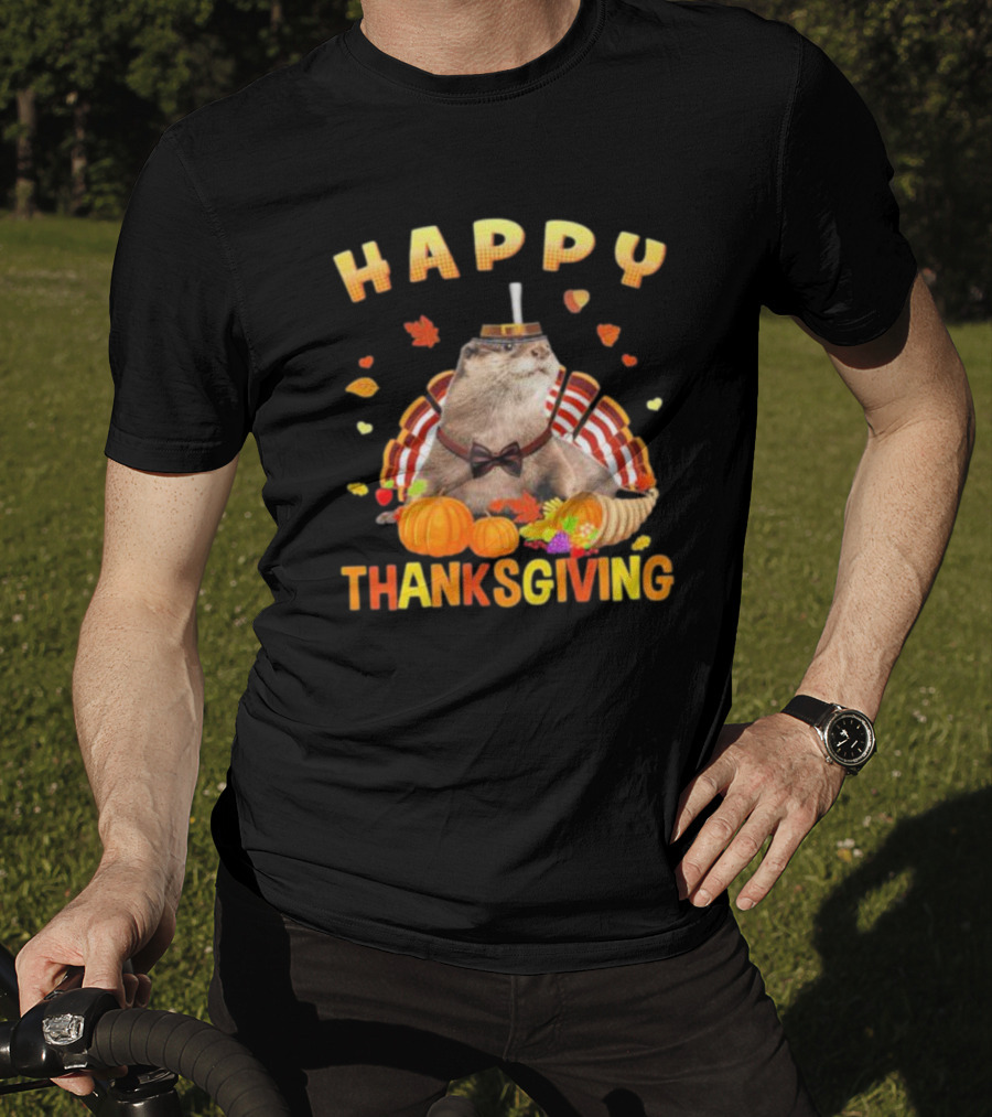 Happy Thanksgiving Otter Turkey Pilgrim T-Shirt