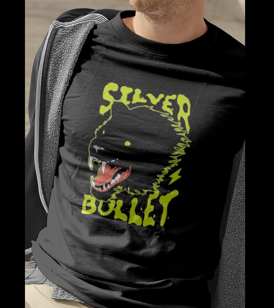 Silver Bullet Werewolf Face Neon T-Shirt
