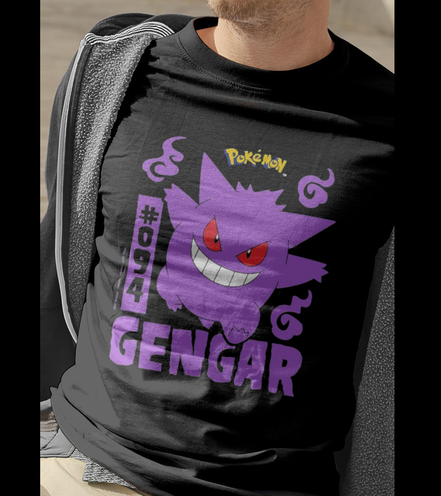Pokémon #094 Gengar With Iconic Design And Purple T-Shirt