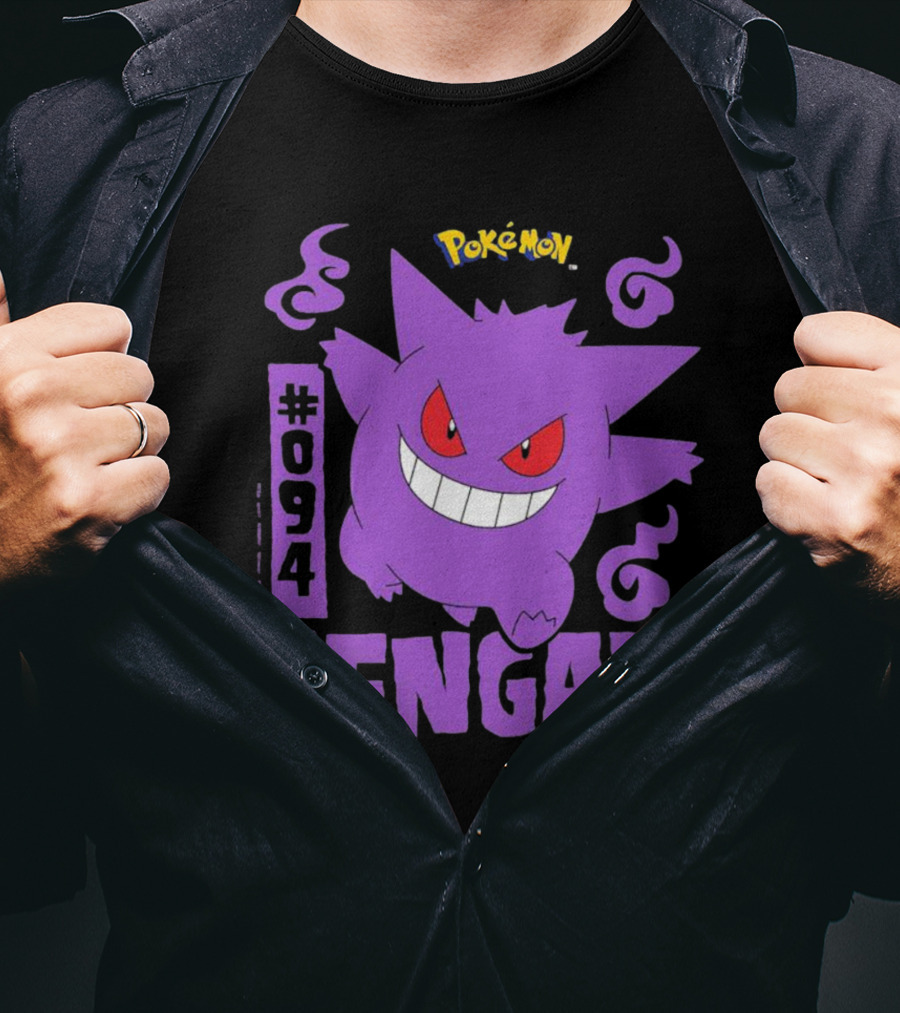 Pokémon #094 Gengar With Iconic Design And Purple T-Shirt