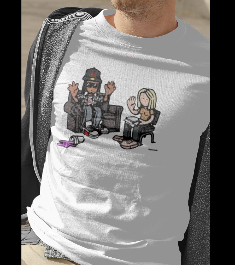 Cartoon Lil Wayne Interview Scene With Spilled Cup T-Shirt