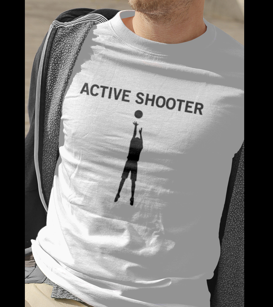 Active Shooter Basketball Silhouette With Player Reaching For Ball T-Shirt