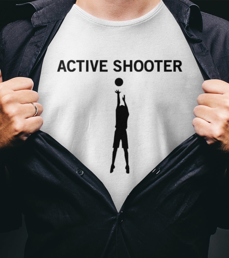Active Shooter Basketball Silhouette With Player Reaching For Ball T-Shirt