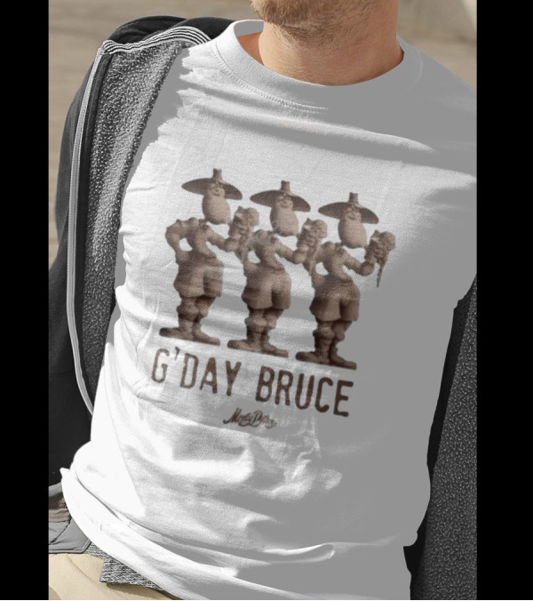 Monty Python G’day Bruce Three Figures Holding Mugs T-Shirt