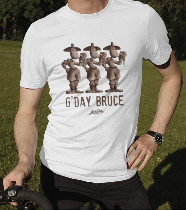 Monty Python G’day Bruce Three Figures Holding Mugs T-Shirt