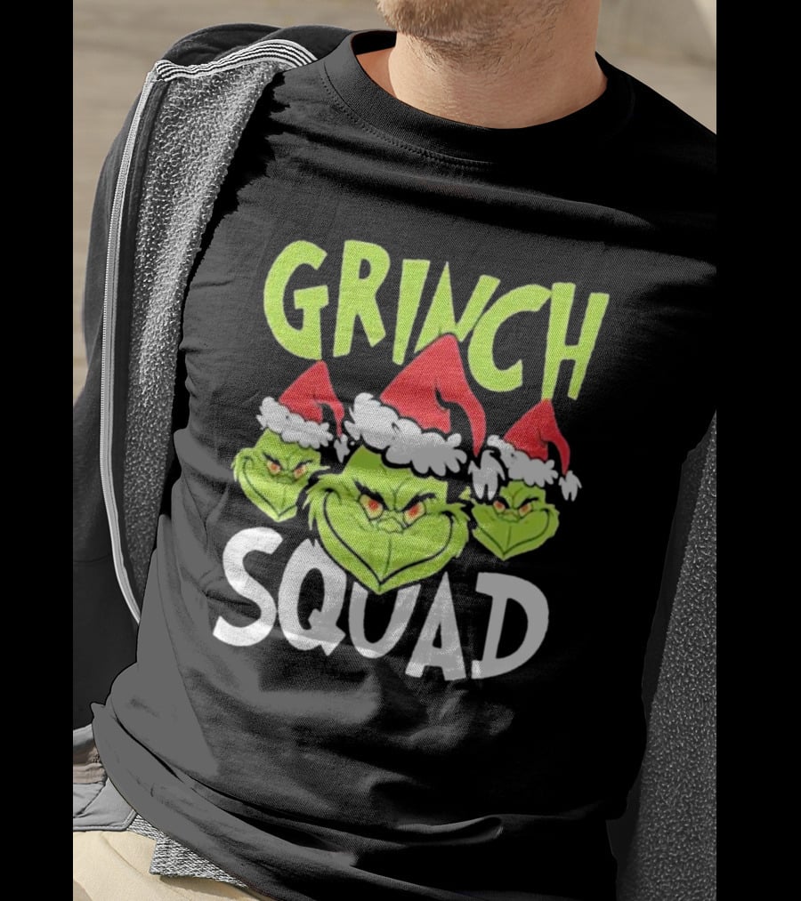 Grinch Squad Christmas Santa Hat Trio T-Shirt