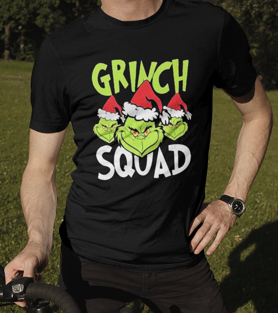 Grinch Squad Christmas Santa Hat Trio T-Shirt