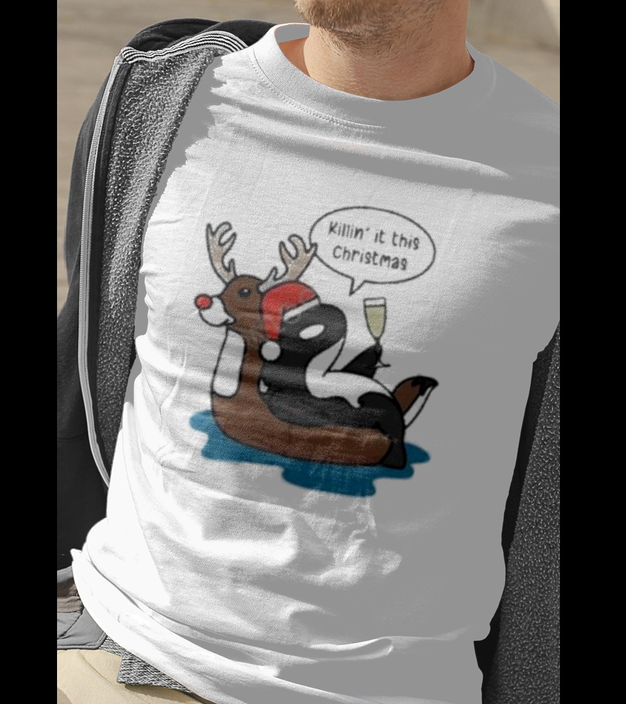 Killin' It This Christmas Dolphin Orca Reindeer T-Shirt