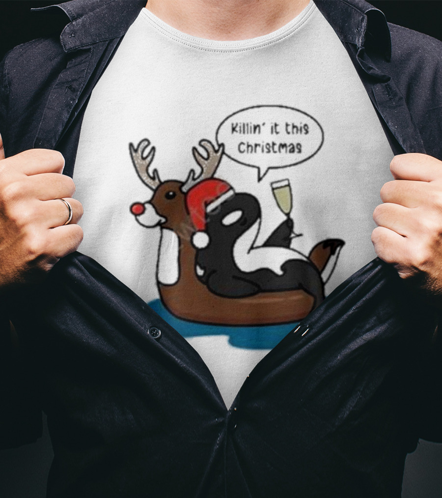 Killin' It This Christmas Dolphin Orca Reindeer T-Shirt