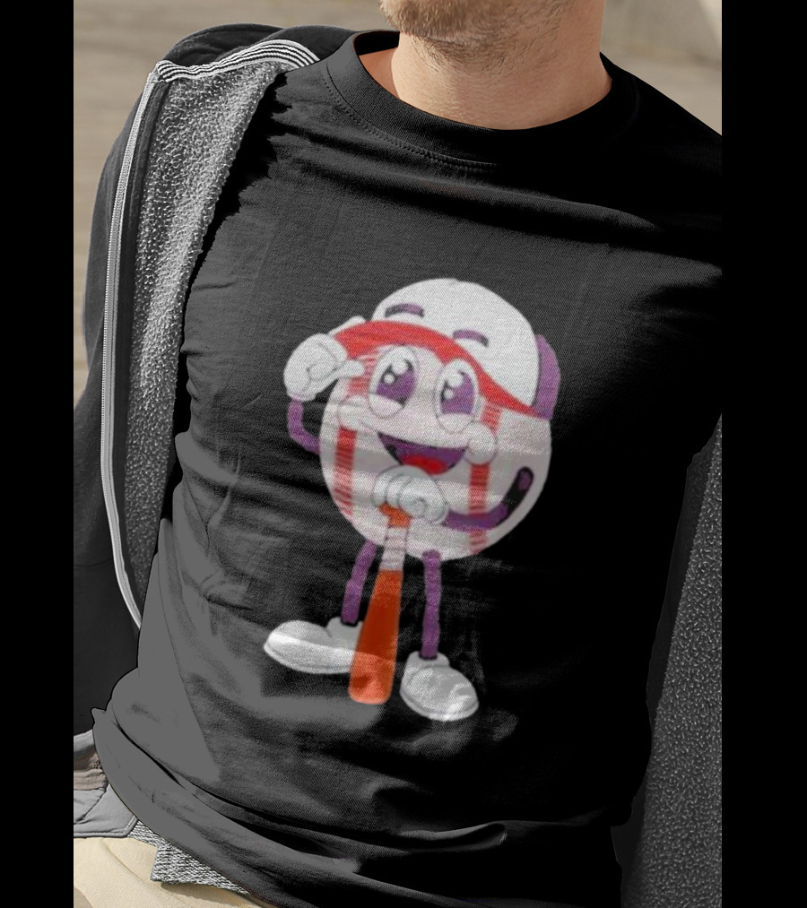 Smiling Baseball Mascot With Bat And Cap T-Shirt