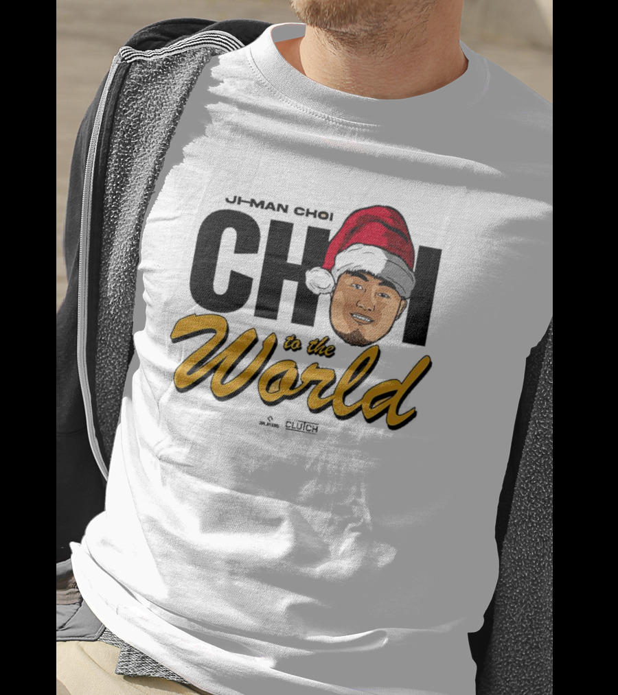 Ji-Man Choi Choi To The World Christmas Clutch Baseball Santa Hat T-Shirt